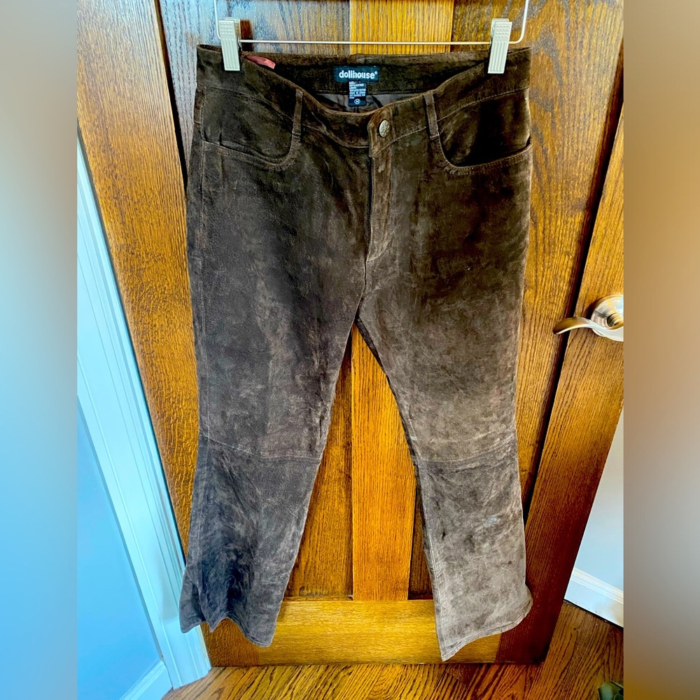 100% suede chocolate pants